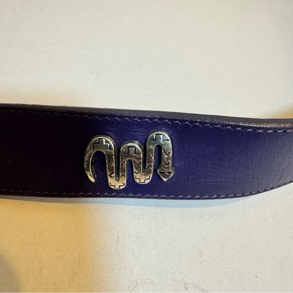 Silver Creek Vintage‎ 90s Y2K Navy Women's Concho Belt 32 Leather Western Animal